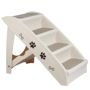 4 Non-slip Steps Foldable Dog Ladder w/ Support Frame Pet Stairs for Sofa Bed