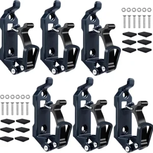 6Pcs Shovel Mount for Roof Rack, Metal Rubber Clamp Mounting Brackets Kit, Shove